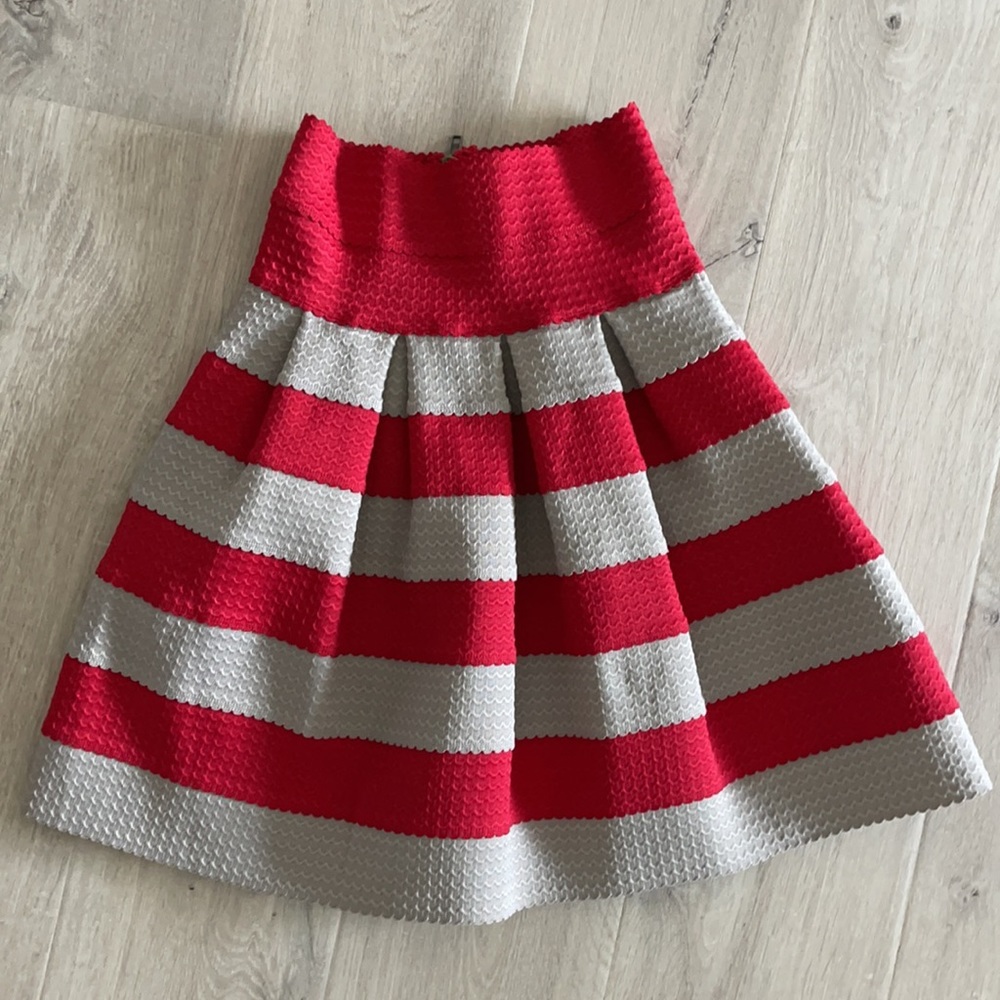 Stripe textured waffle bandage skirt